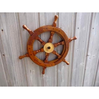 Barre à roue de bateau 61 cm bois laiton