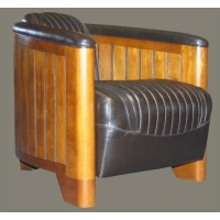 Fauteuil club canoé cuir brun