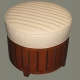 Pouf canoé cuir ivoire