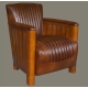 Fauteuil club cognac cuir vintage