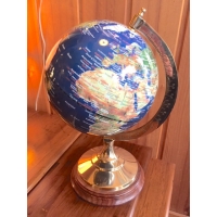 Globe terrestre sur pied bois et laiton