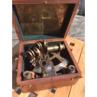 Sextant laiton vieilli Kelvin en coffret palissandre