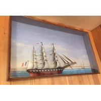 Maquette diorama antiquité marine bateau 3 mats 