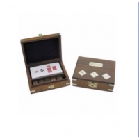 Coffret de jeu de tarot et dés palissandre et laiton