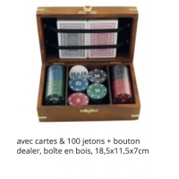 Coffret de jeu de poker palissandre et laiton