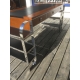 Grand meuble bureau inox bois et cuir