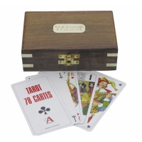 Coffret de jeu de tarot et dés palissandre et laiton