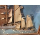 Maquette diorama antiquité marine 2 voiliers et remorqueur