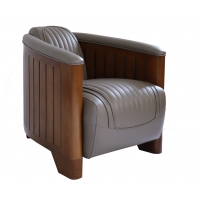 Fauteuil club canoé cuir vintage