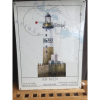 Plaque metal phare breton Créac'h ile d'ouessant 30x40