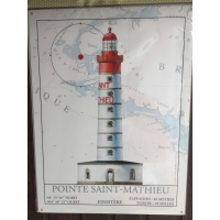Plaque metal phare breton Saint Mathieu Finistère 30x40