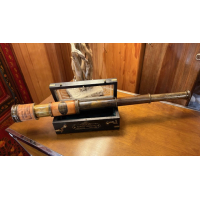 Longue vue marine laiton et cuir, 43cm, avec coffret vitrine