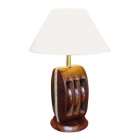 LAMPE POULIE BOIS VERNIS