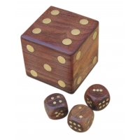 Coffret de jeu de dés palissandre et laiton