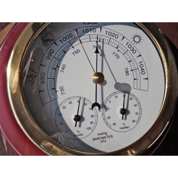 Thermomètre / Hygromètre mécanique à poser - Laiton chromé